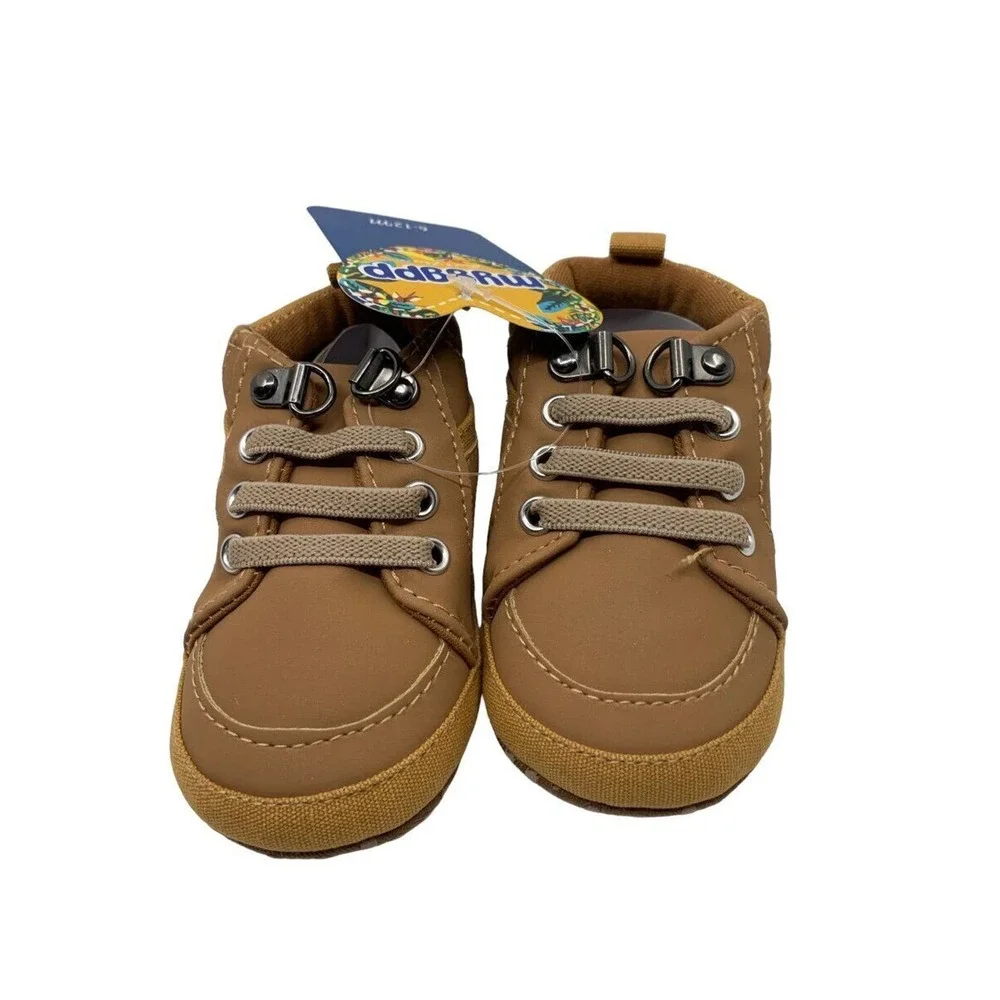 Myggpp Baby Toddler Boys Lace-Up Sneakers‎ High-Top Shoes Brown 6-12 Mth